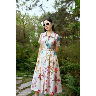 Đầm Công Sở Nữ MY WAY Xòe Dài Họa Tiết Hoa Sang Trọng 6md02197