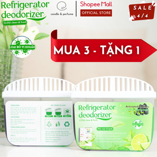 Hộp gel sáp thơm khử mùi & khử khuẩn tủ lạnh than hoạt tính, trà xanh 120g - clou clean & fresh
