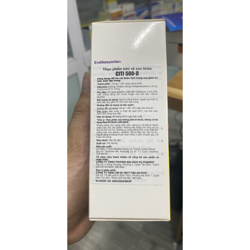 CITI 500 D Viên Uống Bổ Não, Giảm Các Triệu Chứng Đau Đầu, Hoa Mắt Chóng Mặt, Suy Giảm Trí Nhớ