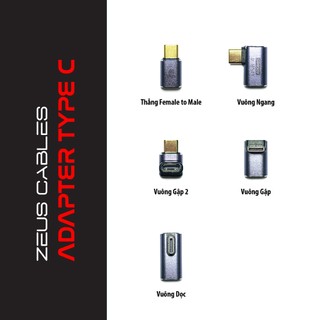 Đầu Chuyển Đổi Type C Vuông Góc Vỏ Nhôm | Bộ Chuyển Đổi Adapter Type C Vuông Góc 90 Độ Max 40Gbps 8K 100W