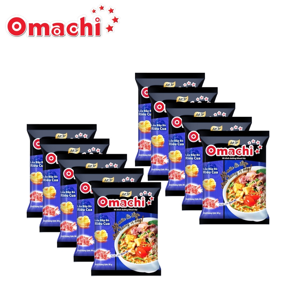 COMBO 10 GÓI MÌ KHOAI TÂY LẨU BẮP BÒ RIÊU CUA OMACHI