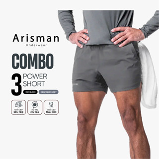  Combo 3 Quần Đùi Nam Thể Thao ARISMAN Quần Power Short Cạp Chun Tập Gym Chạy Bộ Thoải Mái 