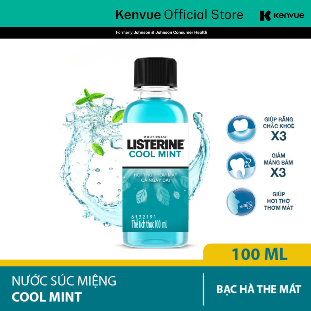 GIFT_Combo 2 Nước súc miệng giữ hơi thở thơm mát Listerine Cool Mint 100ml