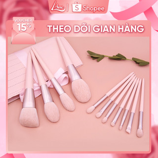 Bộ cọ trang điểm cá nhân 11 cọ màu hồng pastel