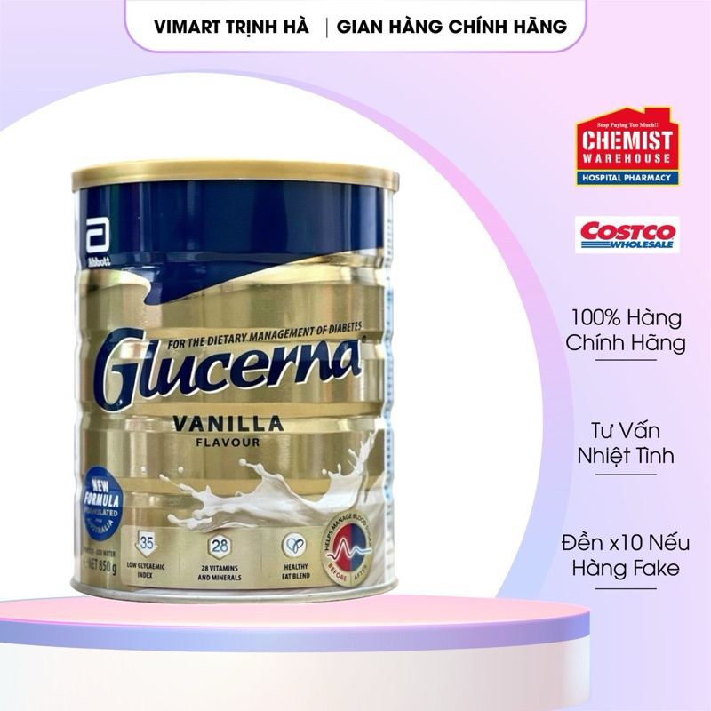 Glucerna tiểu đường, Sữa bột cho người tiểu đường Glucerna Vanilla 850g Úc