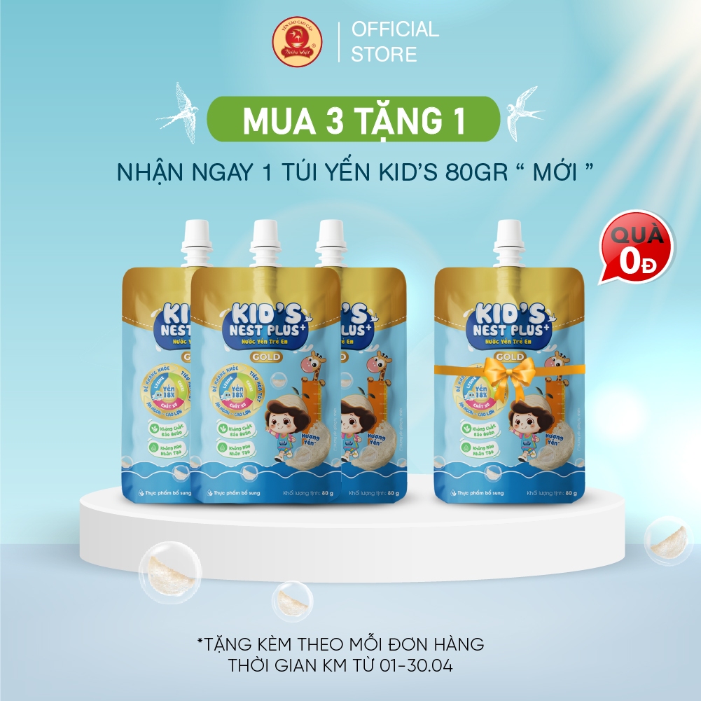 [MUA 3  TẶNG 1] Túi Nước Yến Trẻ Em Kid's Nest Plus+ Growth GOLD 18% (80ML )_ vị Yến tự nhiên " Mới ra mắt"