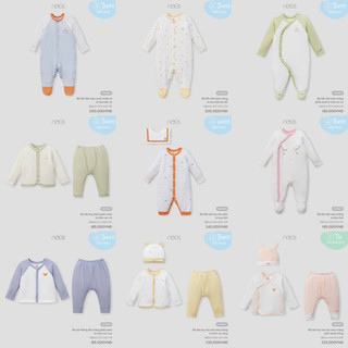 [Nous] Bộ quần áo dài tay Nous Newborn cho bé sơ sinh 3-5,5kg chất liệu mùa hè mềm mại chính hãng Nous