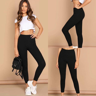 Quần legging ôm, thun bo đũa đen mềm mịn co giãn 4 chiều