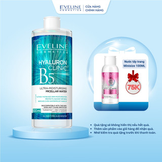 Nước Tẩy Trang EVELINE Hyaluronic B5 Clinic Chiết Xuất Rau Má Ngừa Mụn Dưỡng Ẩm 500ML