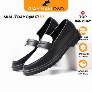 Giày Penny Loafer Black White da nguyên tấm, Giày Sơn Tùng Đế Phíp Siêu Sang