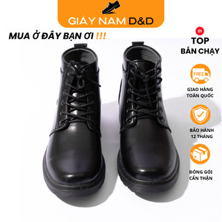 Giày đốc nam cổ cao da mềm, đế cao khâu đế thanh lịch, giày boots da nam GD7