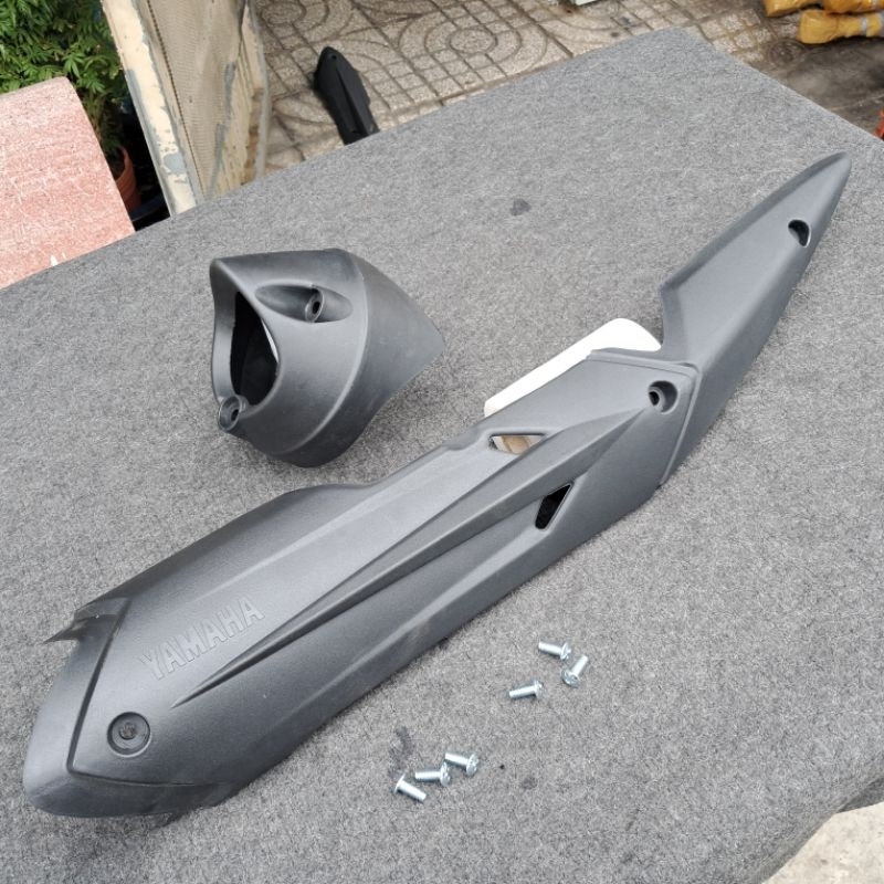 Ốp Pô LC V6 Đen Nhám cho pô zin EXCITER 135-150 [Phải Chế Pát]