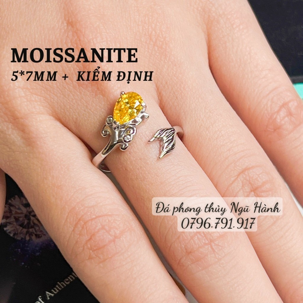 Nhẫn moissanite vàng 5x7mm sdep vip