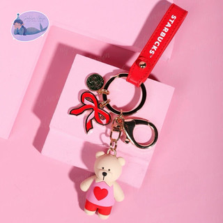Starbucks móc khoá bearista bear in heart and ribbon keychain