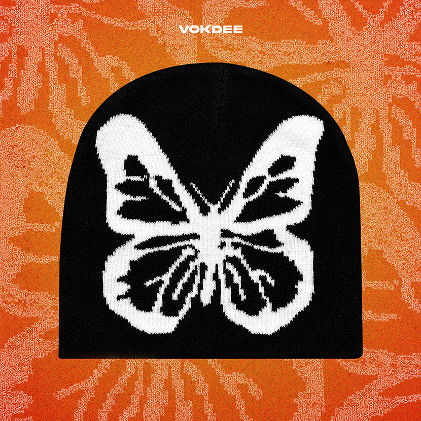 VOKDEE | Nón len BUTTERFLY BEANIE - Acrylic BW