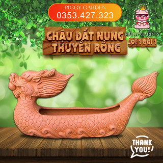 Chậu đất nung - Chậu trồng sen đá, xương rồng - Chậu thuyền rồng