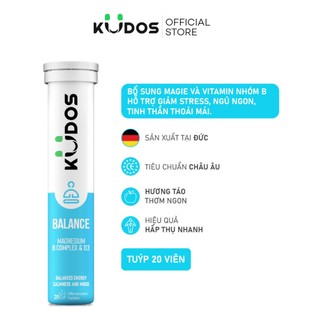 Viên sủi KUDOS BALANCE - Thực phẩm bảo vệ sức khỏe  KUDOS BALANCE MAGNESIUM with B vitamin complex & D3 (20 viên/ tuýp)