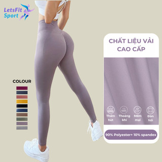 Quần Tập Gym Nữ Chun Mông Cao Cấp LETSFIT SPORT L02QL Quần Tập Yoga Nữ Dài Cạp Cao Nâng Mông