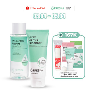  Bộ đôi Sữa rửa mặt Freska Low pH 150ml + Nước hoa hồng Freska Essence 210ml
