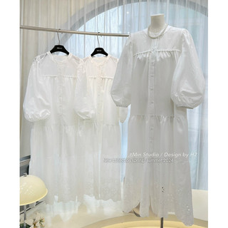 Váy maxi thô phối ren form dài rộng