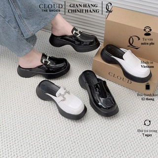 Giày nữ đế dày 4-5cm CL bít mũi vuông bầu trơn - khoá