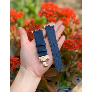 Dây da đồng hồ handmade Epsom Navy cho Apple Watch, Samsung, Xiaomi, Orient, đồng hồ cơ 18mm 20mm 22mm 24mm TOP Leather