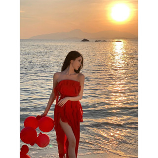 Đầm maxi tone đỏ sexy hebe's X124