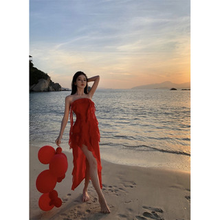 Đầm maxi tone đỏ sexy hebe's X124