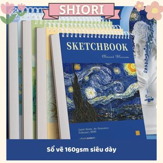 Sổ Tay Vẽ Phác Thảo Van Gogh 160gsm Khổ A4 16K Sổ Vẽ Chì , Vẽ Màu Nước 120 Trang Giấy Siêu Dày Dặn