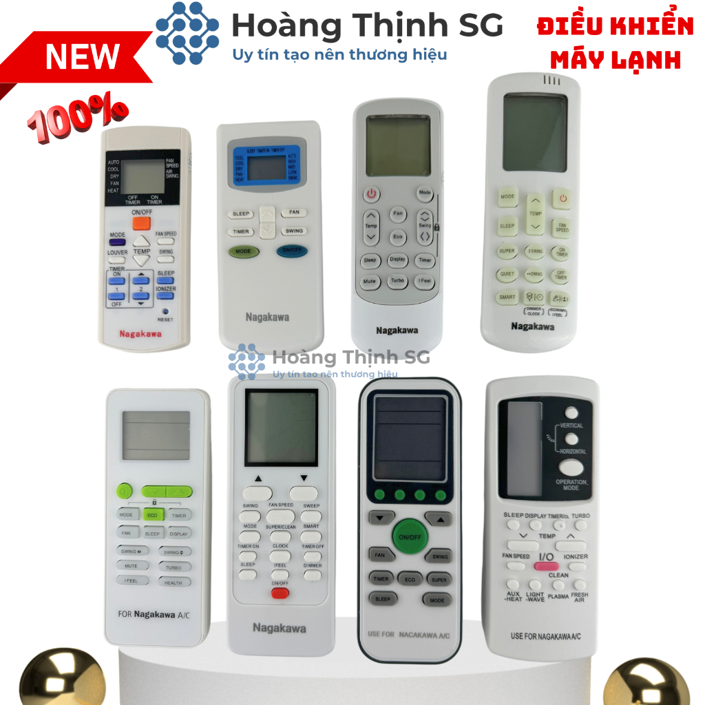 Điều khiển điều hoà Nagakawa các mẫu, remote máy lạnh Nagakawa - Tặng kèm pin - Hoàng Thịnh SG