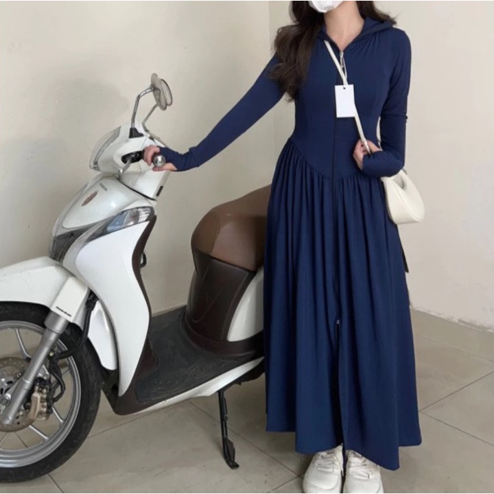 Váy chống nắng Áo chống nắng toàn thân Chất vải hạt xoàn chống tia UV thông thoáng co dãn Tà áo giả váy nhún eo tôn dáng | BigBuy360 - bigbuy360.vn