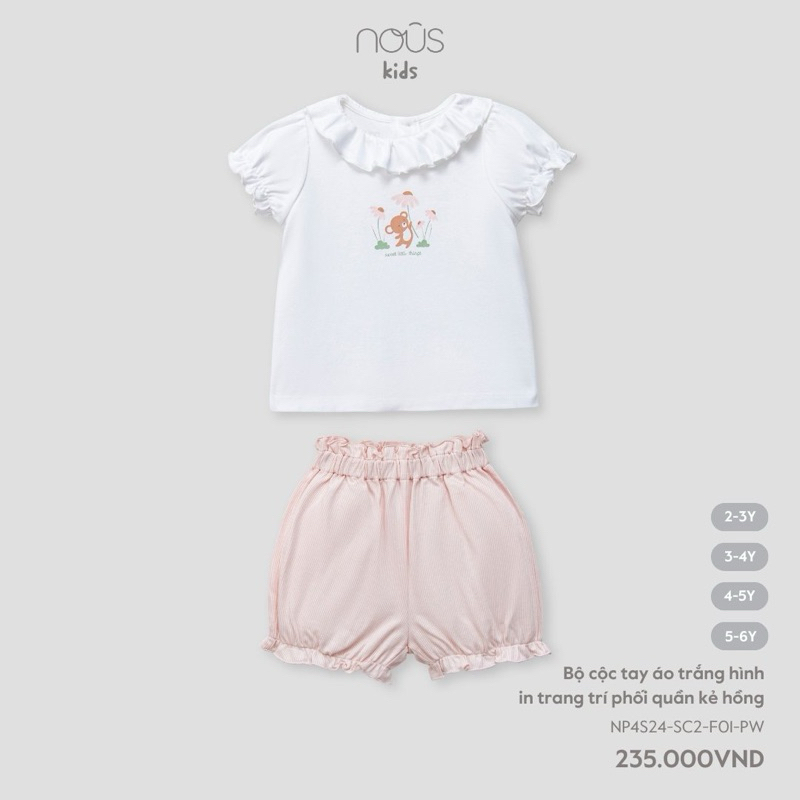 Nous KID Bộ quần áo cộc tay Nous dành cho bé trai bé gái thời trang cao cấp