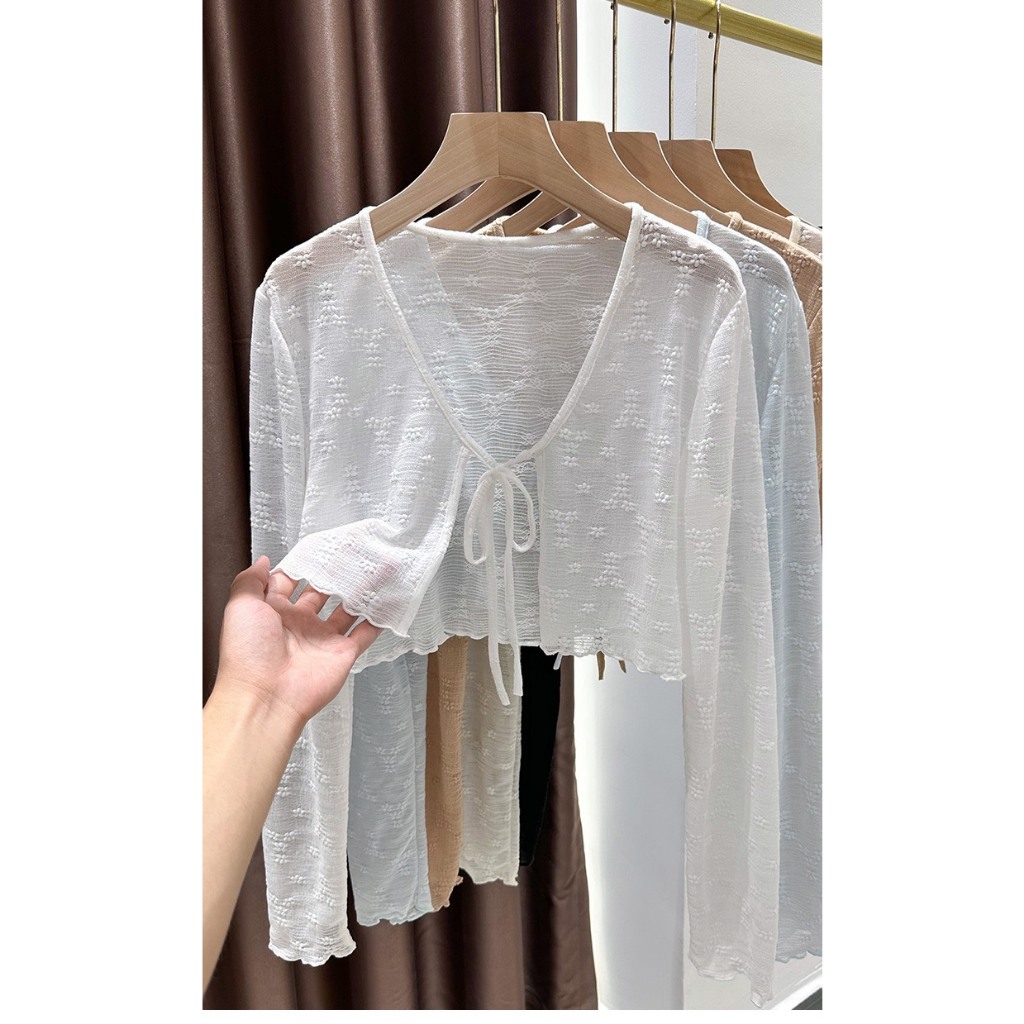 Áo cardigan mỏng dáng ngắn BUỘC DÂY phong cách nhẹ nhàng HA24-06 | BigBuy360 - bigbuy360.vn