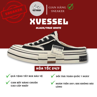 Giày sục xvessel Giày thể thao nam nữ cao cấp full box đế gỗ đúc đẹp siêu nhẹ, vải rách cổ thấp cá tính.