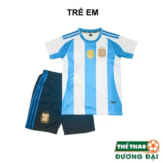 Quần Áo Bóng Đá Trẻ Em Đồ Đá Banh Cho Bé ĐT Argentina Trắng Xanh Thun Lạnh Cao Cấp TT Đương Đại