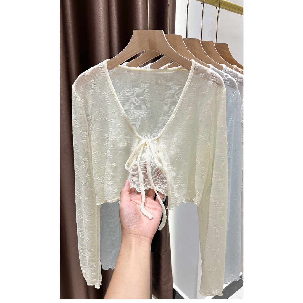 Áo cardigan mỏng dáng ngắn BUỘC DÂY phong cách nhẹ nhàng HA24-06 | BigBuy360 - bigbuy360.vn