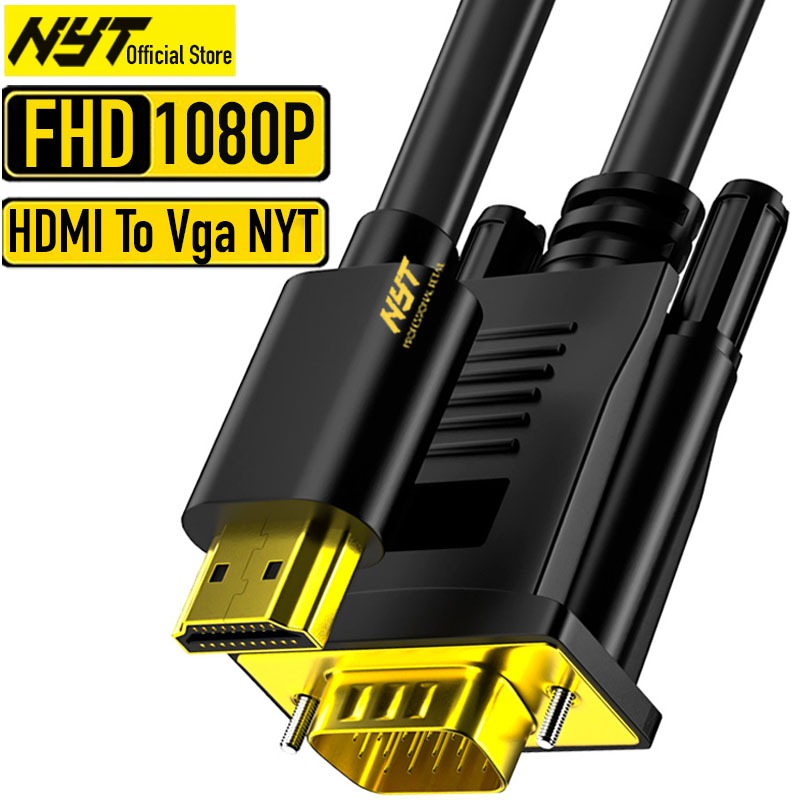 Cáp Chuyển HDMI Sang VGA Dài 0.5M - 10M PVC Tròn Dẻo Jack Mạ Vàng 24K NYT