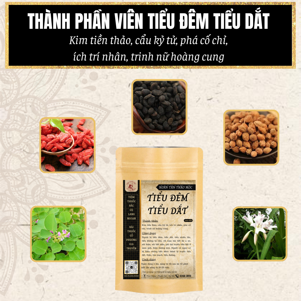 Viên tiểu đêm tiểu dắt Tiệm thuốc bắc cụ Lang Ngoạn giảm tình trạng tiểu són, tiểu buốt, tức bọng tiểu hiệu quả