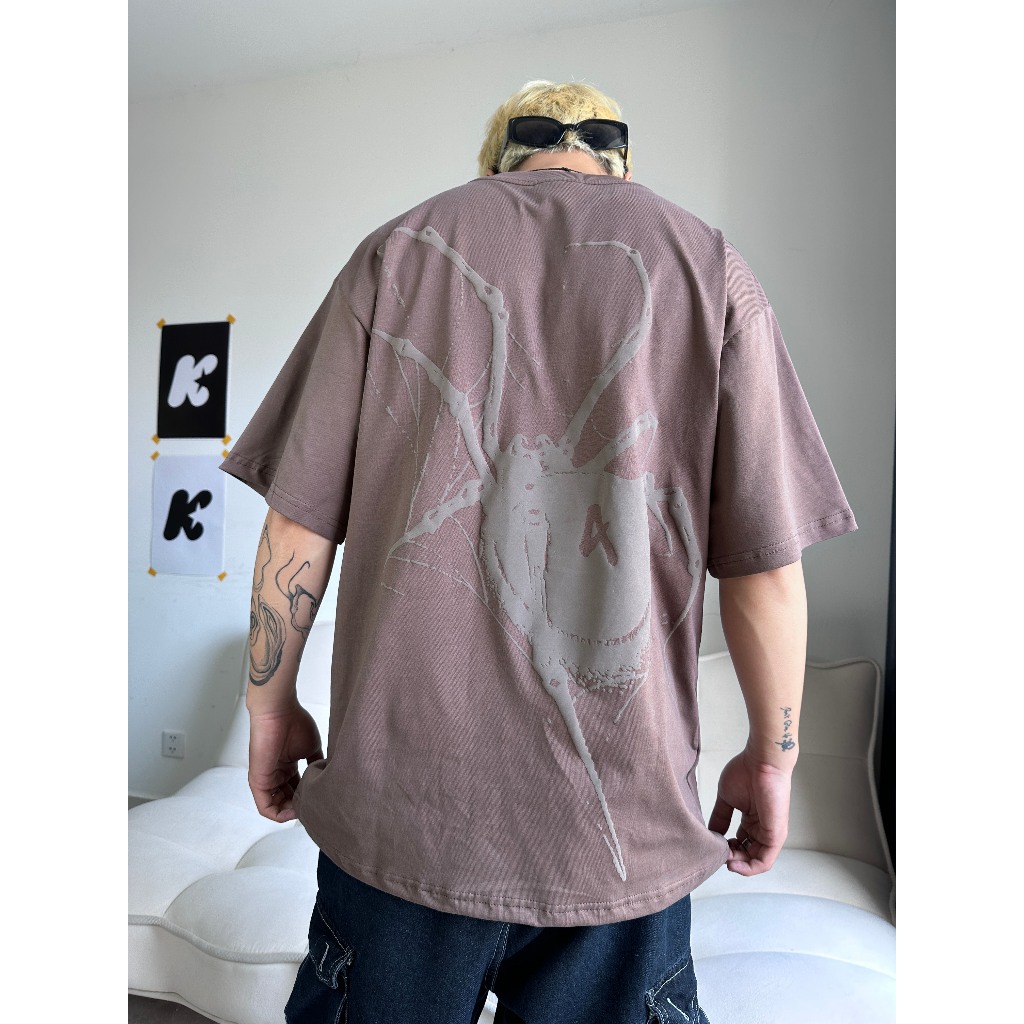 Áo thun 4Art NHỆN - Cotton 2 chiều 235gsm - Hình in nổi - Oversized - Unisex - Màu Đen