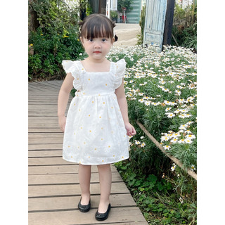 Váy Mùa Hè Thoáng Mát Chất Cotton Họa Tiết Hoa Cúc Xinh Xắn Dễ Thương Cho Bé Gái - SAOLA CLOTHING - DRC008