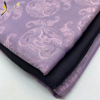 Lụa may áo dài - SILK – hoa văn thọ dơi màu tím nhạt – TR11