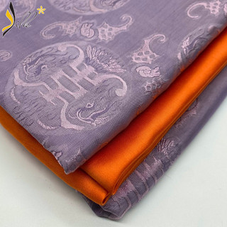 Lụa may áo dài - SILK – hoa văn thọ dơi màu tím nhạt – TR11
