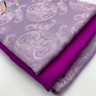 Lụa may áo dài - SILK – hoa văn thọ dơi màu tím nhạt – TR11
