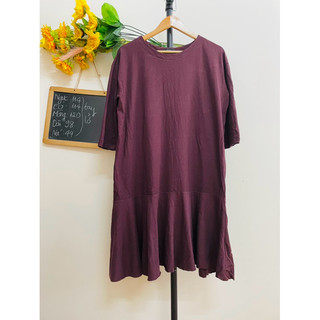 [FREESIZE, BIGSIZE] Đầm Thun Hàn Quốc, Đuôi Cá, Màu Đỏ Mận,  2hand