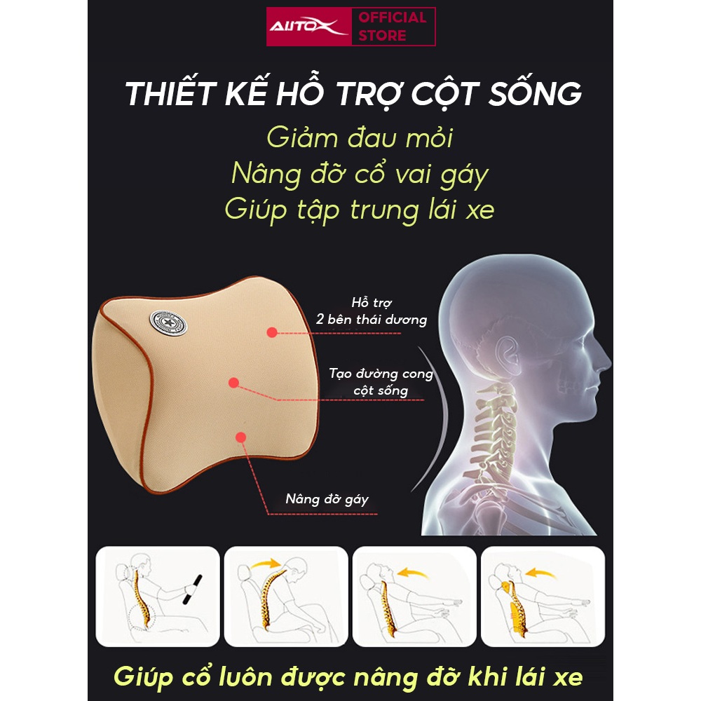 Gối tựa đầu ô tô cao su non AutoX êm mềm thoải mái giảm đau mỏi cổ vai gáy | BigBuy360 - bigbuy360.vn