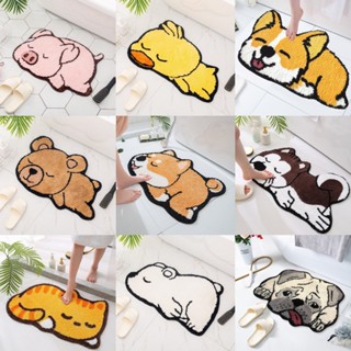 Thảm lau chân thấm nước đế cao su chống trượt mẫu thảm hình cún có thể giặt bằng máy giặt