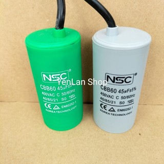 Tụ điện 45uF CBB60 - NSC dùng cho dộng cơ xoay chiều 1 pha