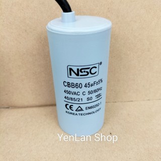 Tụ điện 45uF CBB60 - NSC dùng cho dộng cơ xoay chiều 1 pha