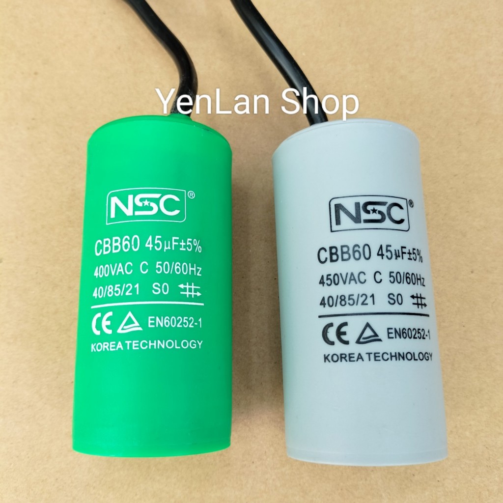 Tụ điện 45uF CBB60 - NSC dùng cho dộng cơ xoay chiều 1 pha