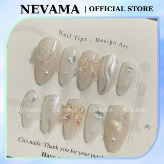 Móng tay giả NEVAMA Nail box thiết kế đính charm lấp lánh gel nổi tiểu thư sang chảnh MTK39